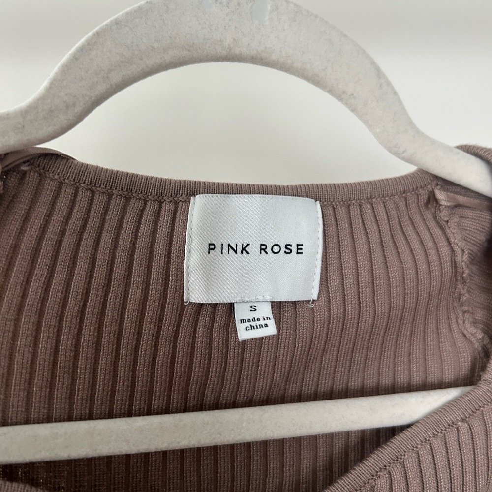 (NEW never worn) Pink Rose Taupe Ribbed Knit Top - Picture 3 of 3